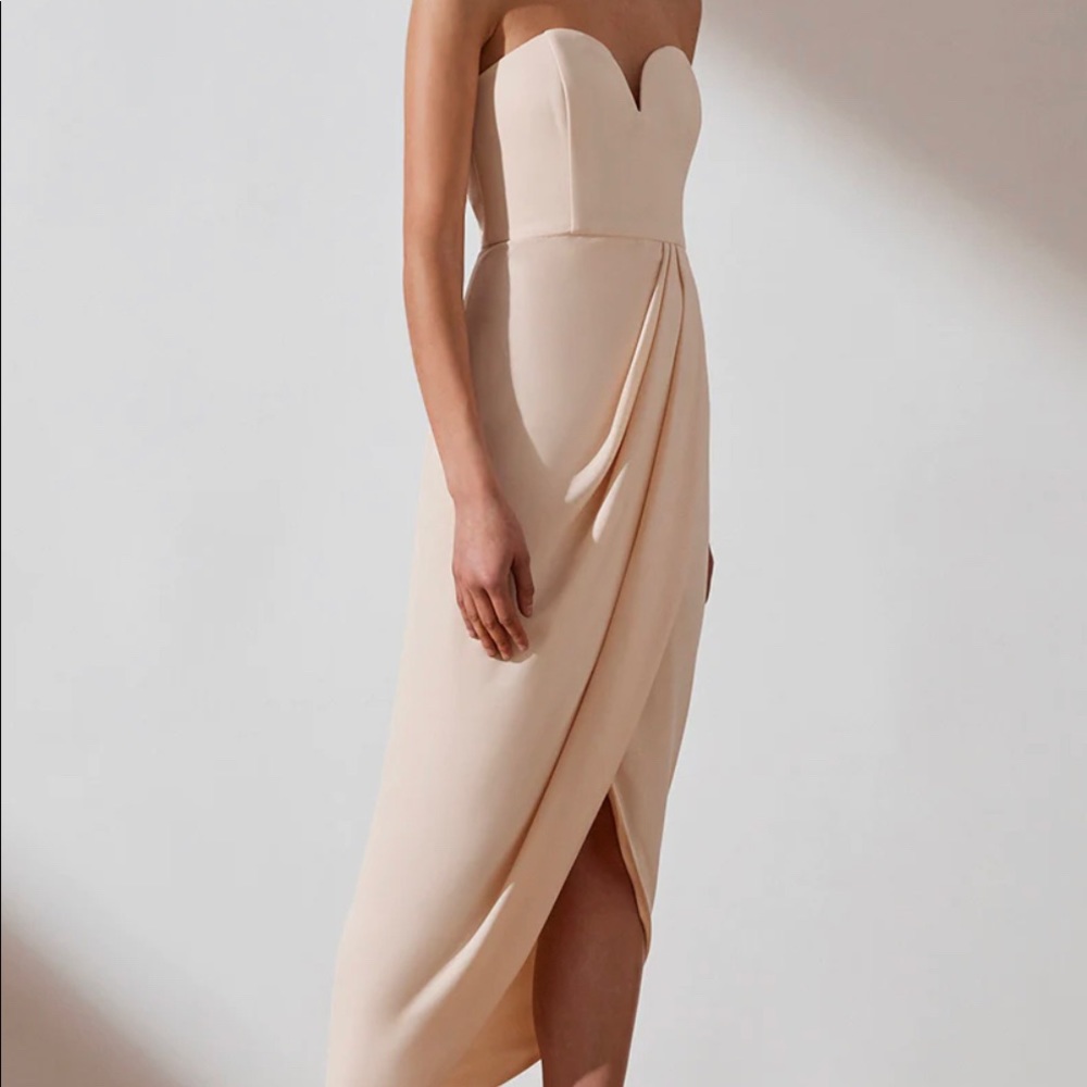 Shona Joy Nude Bustier Draped Dress - Size 4